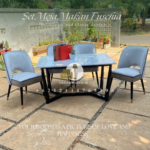 Set meja makan marmer import asli 100% kursi 4 minimalis mewah - Image 3