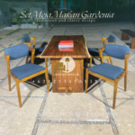 Set meja makan tepian alami minimalis modern - Lanawooden.id