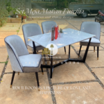 Set meja makan marmer import asli 100% kursi 4 minimalis mewah
