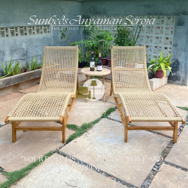 Sunbed Anyaman Sintetis Seroja - Lanawooden.id