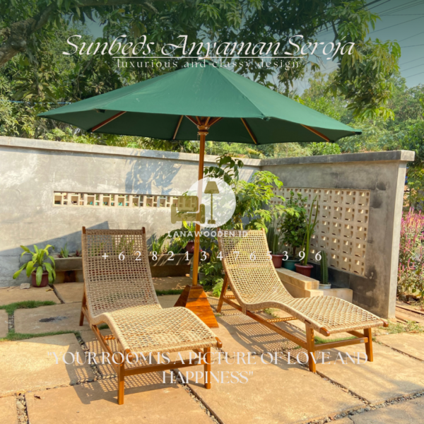Sunbeds Lounger Anyaman sintetis - Lanawooden.id