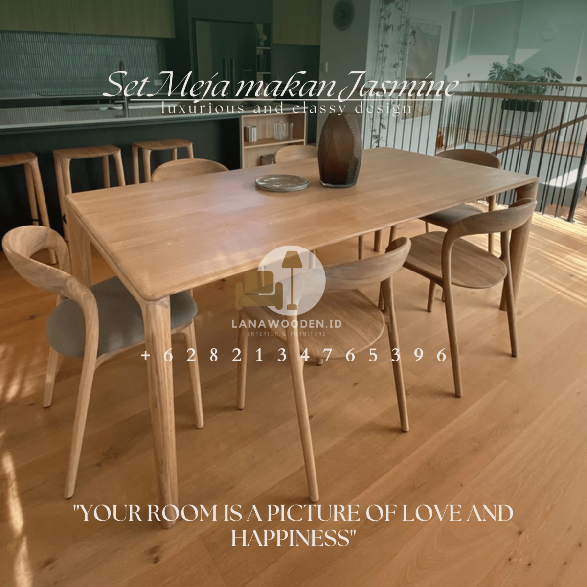 Meja makan kayu minimalis modern - Lanawooden.id
