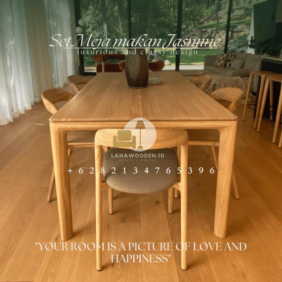 Meja makan kayu minimalis modern terbaru - Lanawooden.id 003 - Image 3