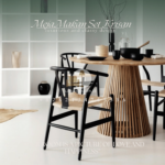 Meja Makan Bulat Minimalis Modern Kursi 4 Jati