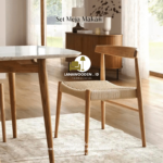 Kursi makan jati kombinasi tali anyaman