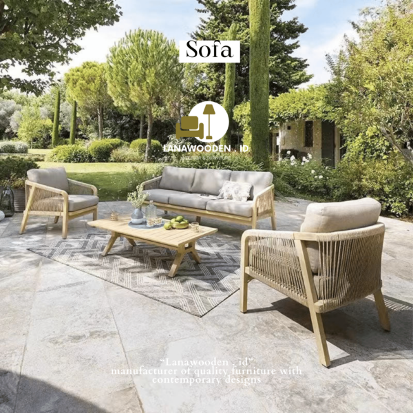 Sofa jati outdoor dengan konsep furniture gardern minimalis masa kini . Sangat cocok untuk hunian, villa, hotel, cafe, resort, resto, atau tempat usaha anda lainnya. Kursi menggunakan kayu jati solid . Finishing kursi warna kayu jati natural. Duduknya terasa nyaman dengan material berkualitas serta mudah dibersihkan. Dengan kontruksi , perawatan , service , pada pengerjaan furniture yang selama ini kami pertahankan dan kami jaga , oleh karena itu kami menghasilkan "furniture berkualitas jangka panjang".