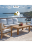 Sofa lounge outdoor dengan konsep furniture outdoor modern dari Lanawooden.id . Memadukan rangka kayu jati dengan aksen tali khusus furniture outdoor pada bagian dudukan dan sandaran. Untuk bantalan sofa menggunakan kain khusus outdoor dan busa royalfoam, duduk terasa nyaman lelah pun hilang.