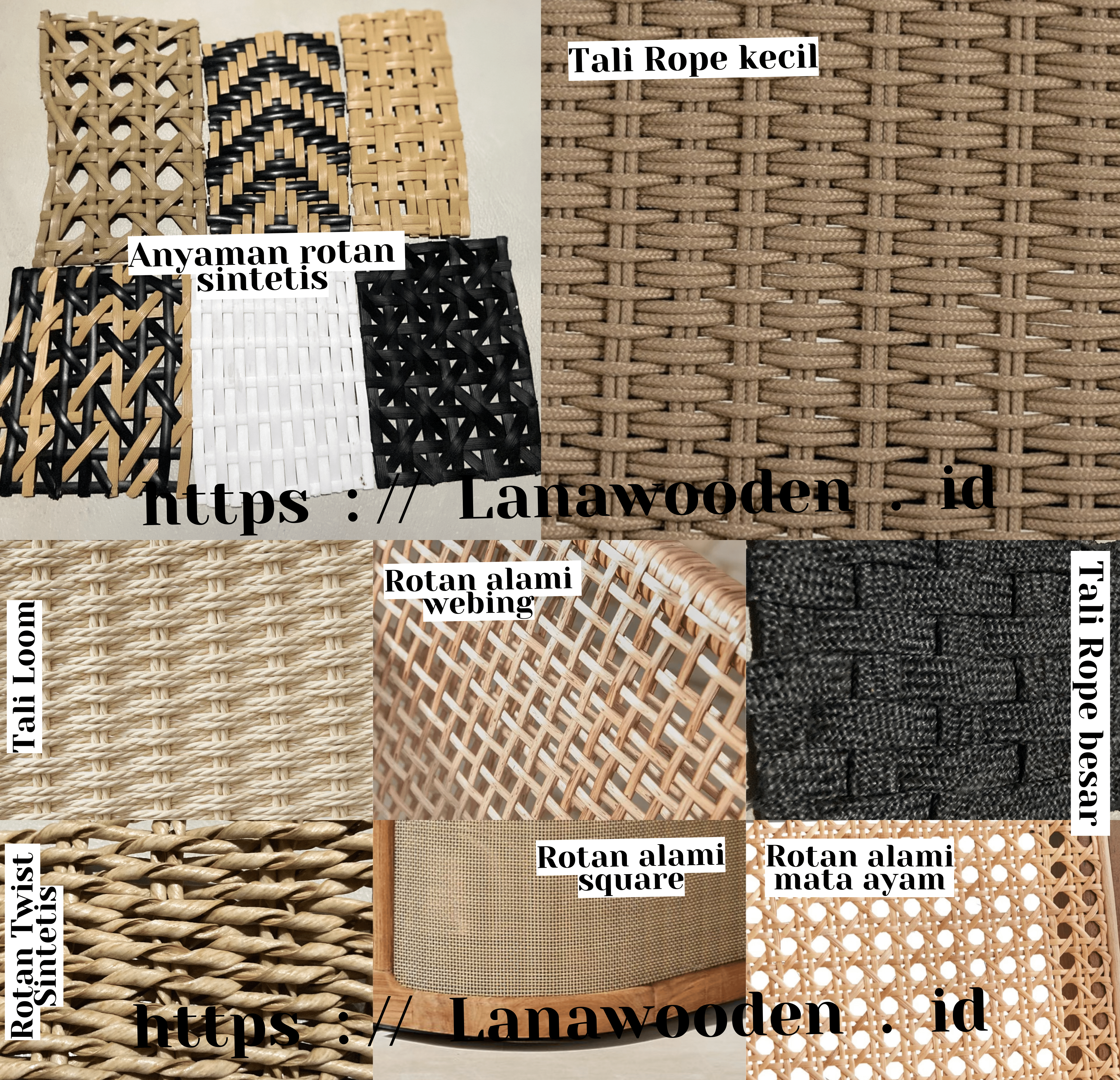 Pilihan material jenis tali anyaman untuk furniture dari Lanawooden.id