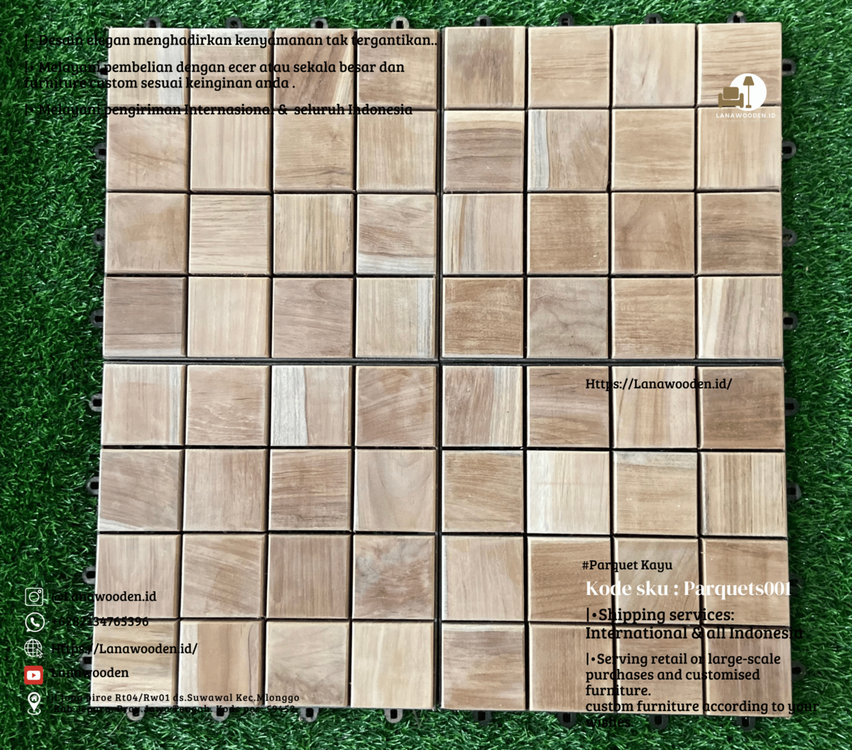 Lantai kayu jati aesthetic fungsional bisa jadi backdrop atau hiasan dinding lainya - kode sku parquets 001 - Image 1