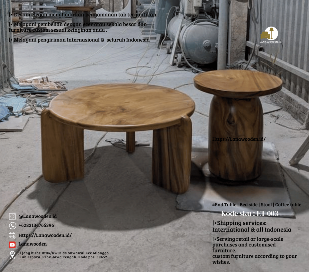 Coffee table minimalis modern kayu kode sku ET 0003 – Lanawooden.id ( end table , stools , bed side ) - Image 1
