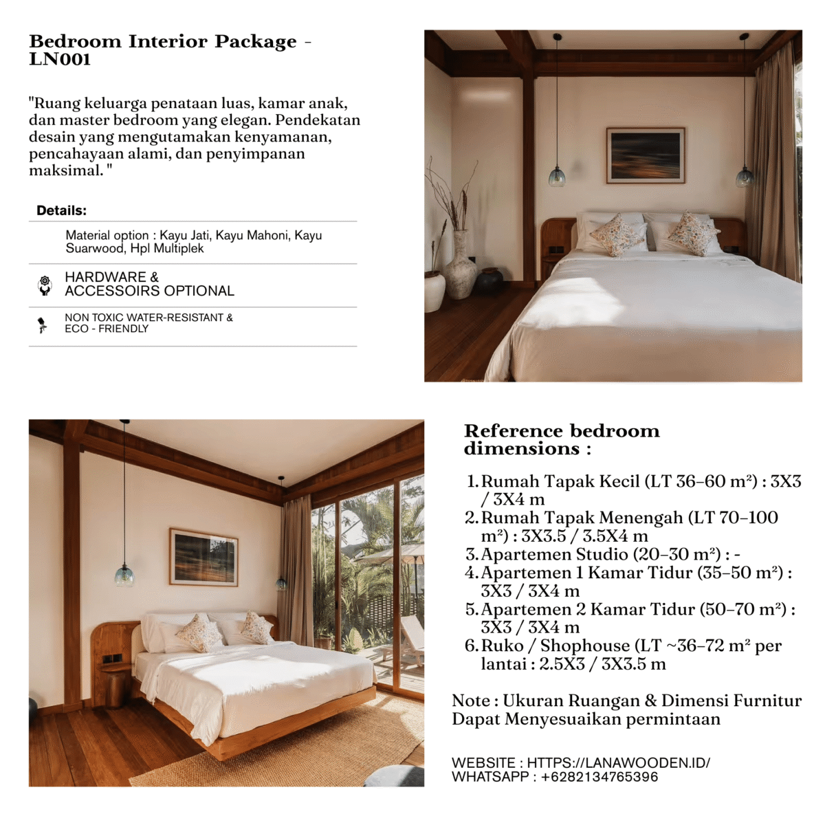 Furniture Interior Kamar Tidur Elegan Paket LN001 by Lanawooden.id - Image 5