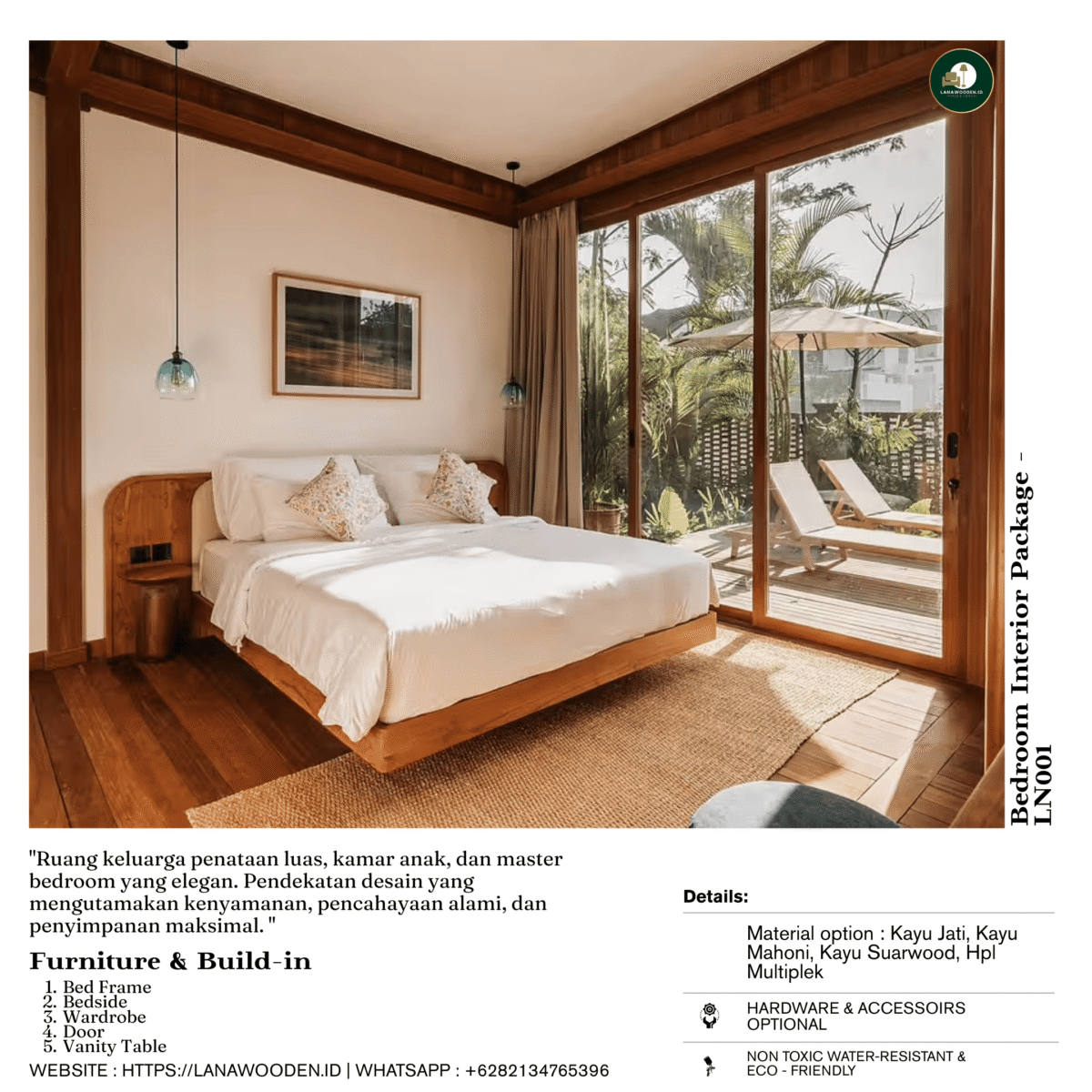 Furniture Interior Kamar Tidur Elegan Paket LN001 by Lanawooden.id - Image 1